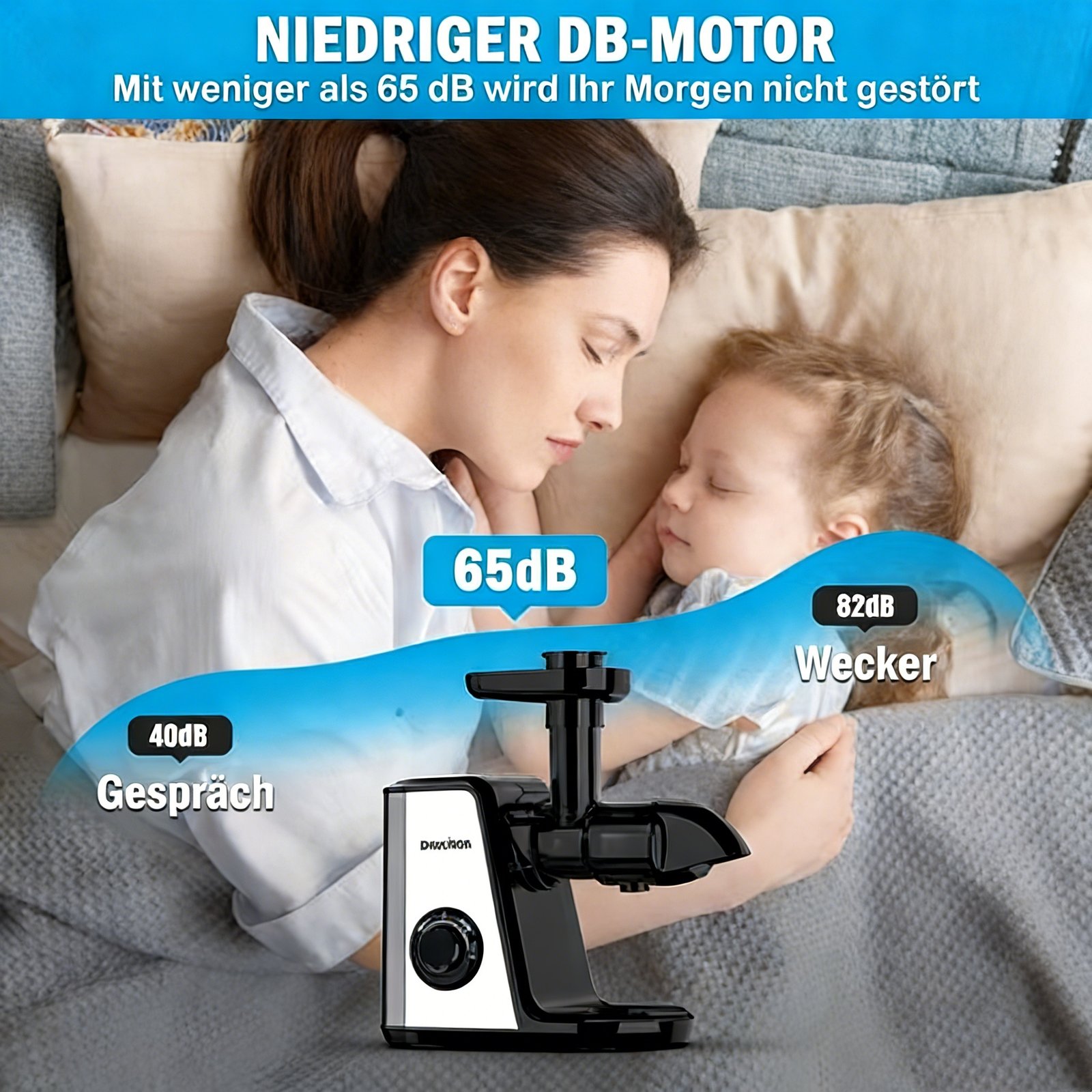Muchen-Slow Kauen Entsafter, Kaltpresse Entsafter Maschine mit weichen und harten Modi, leiser Motor, Entsafter Maschinen, Gemüse und Obst, Saft-Extraktor, leicht zu reinigen mit Bürste, Edelstahl - Bild 2